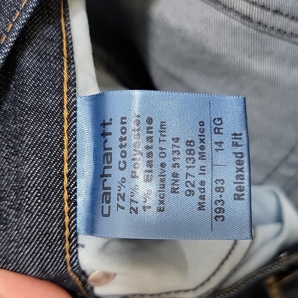 Carhartt Relaxed Fit Dark Blue Denim Jeans Size14 NWT - Picture 3 of 9